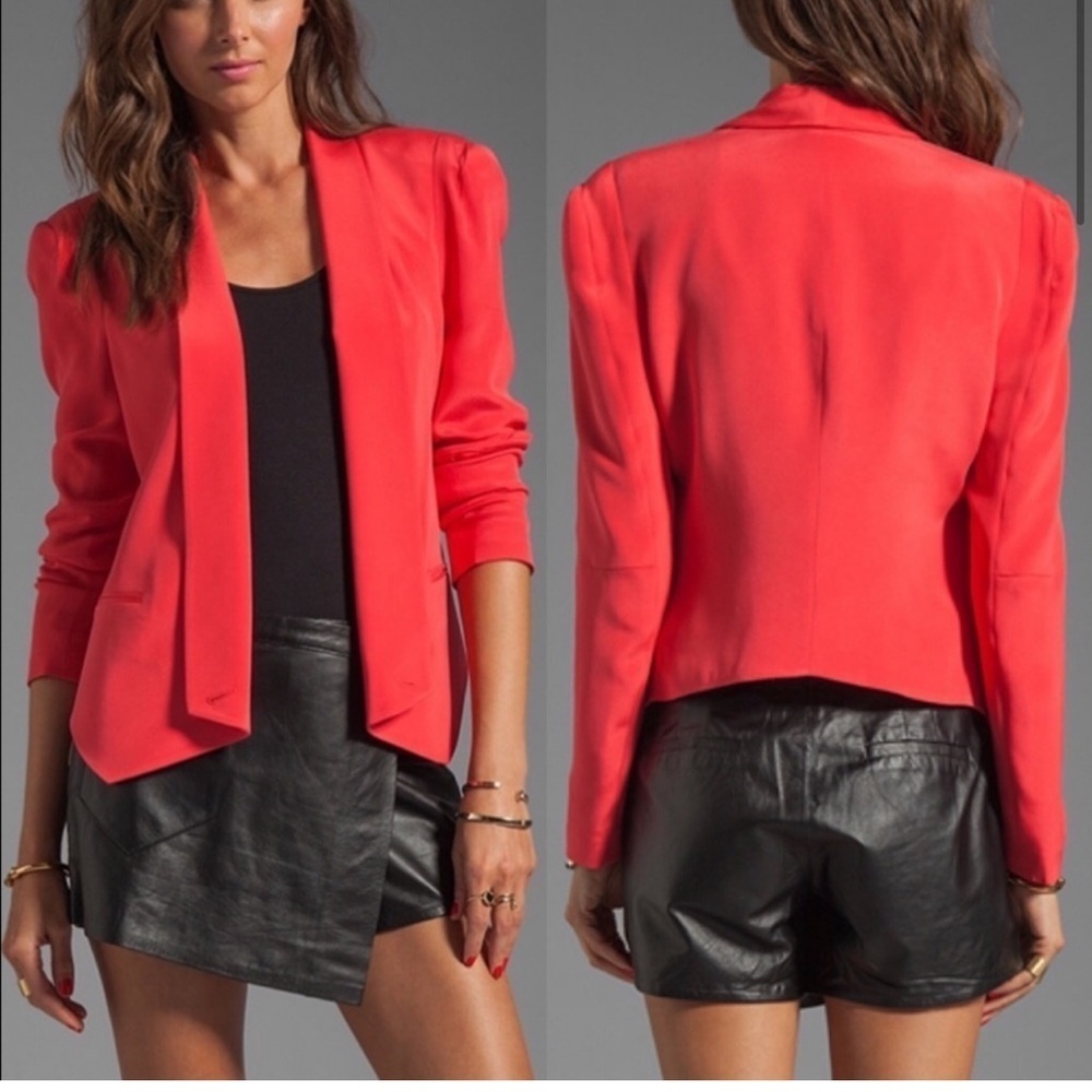 Rebecca Minkoff Silk Jacket in Orange and Pink size Medium - Picture 2 of 15